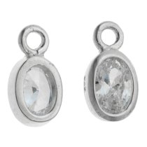 2x STERLING SILVER CZ DANGLE CHARM PENDANT