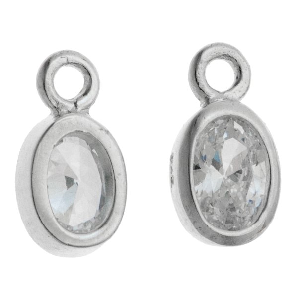2x STERLING SILVER CZ DANGLE CHARM PENDANT