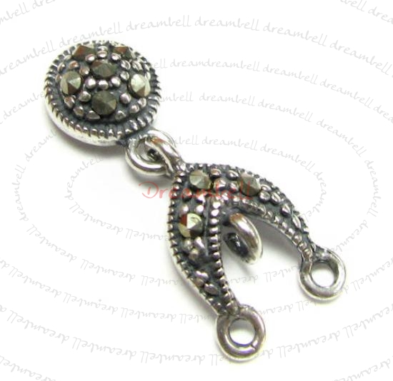 2x Sterling silver MARCASITE Chandelier Earring Stud loop post 22mm