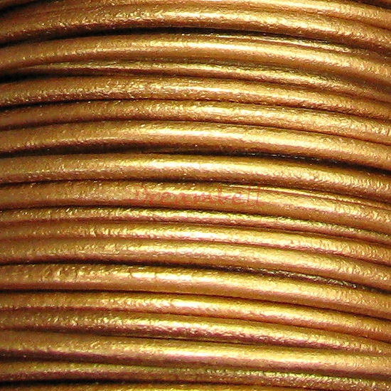 2 YARDS Natural Leather BEAD STRINGING CORD 2mm Metallic Bronze