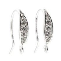 2x Sterling Silver Ear Wire Earring Hook with CZ crystal dangle