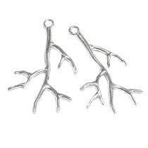 2 x Sterling Silver Coral / Tree Branch Pendant dangle Charm