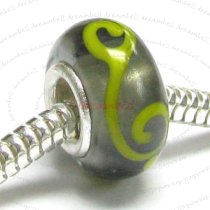 Sterling Silver Murano BLACK Glass Bead for European Charm Bracelets 13mm