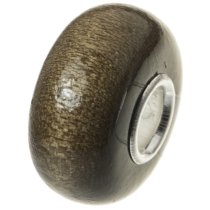 1x Sterling Silver Dark Brown Genuine Wood Bead for European Charm Bracelets