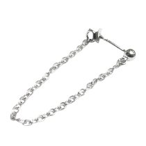 2x Sterling Silver 3mm Ball Stud Ear Wire Chain Thread Earring Dangle