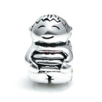 Sterling Silver Cute Happy Baby BOY KID / Son w/ Smile Face for European Charm Bracelets