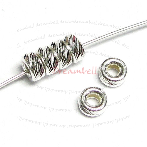 10x Sterling Silver Moon Multi Cut Rondelle Bead Spacer 3mm