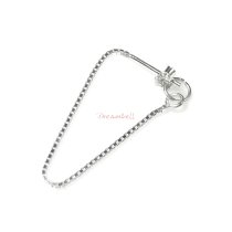 2x Sterling Silver Ear Wire Stud Box Chain Thread Earring Dangle