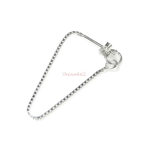 2x Sterling Silver Ear Wire Stud Box Chain Thread Earring Dangle
