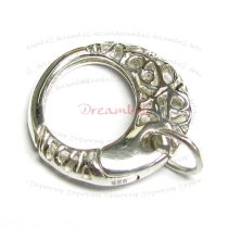 STERLING Silver Round Filgree Flower CLASP LOCK Enhancer Shortener 18mm