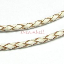 1 yard Natural Braided Leather BEAD STRINGING CORD 3mm Original White