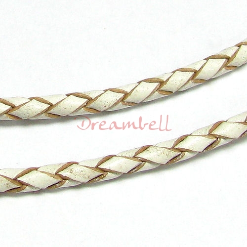 1 yard Natural Braided Leather BEAD STRINGING CORD 3mm Original White