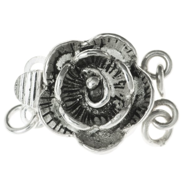 Antique Sterling Silver Romance Rose 2 strand Pearl BOX CLASP 10mm
