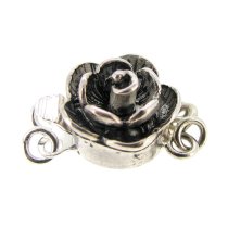 Antique Sterling Silver Romance Rose 2 strand Pearl BOX CLASP 10mm