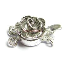 Antique Sterling Silver Romance Rose 2 strand Pearl BOX CLASP 10mm