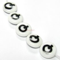 2x Round Lampwork Glass Letter ″Q″ Focal bead 14mm