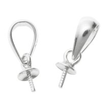 4x Sterling silver Bail Pin with 3mm cup pearl pendant Connector