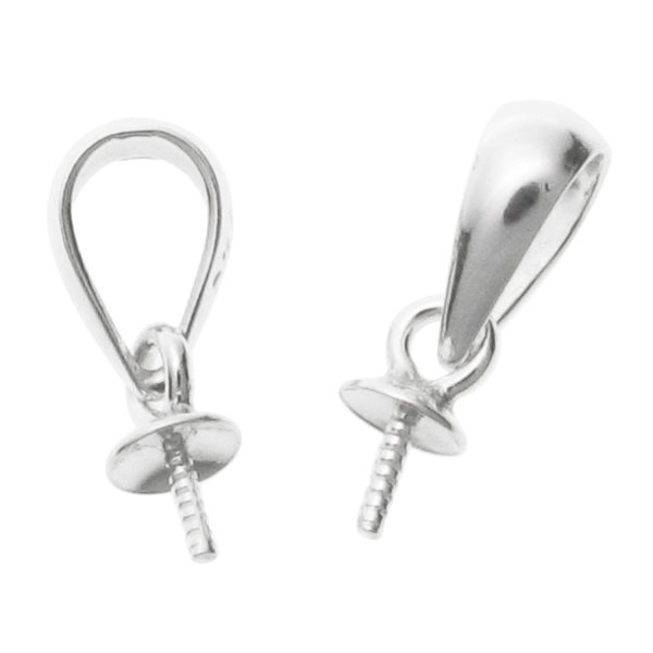 4x Sterling silver Bail Pin with 3mm cup pearl pendant Connector