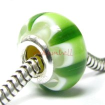 Sterling Silver Round Murano Wheel Glass Bead for European Charm Bracelets