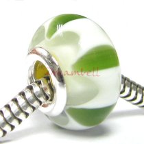 Sterling Silver Round Murano Wheel Glass Bead for European Charm Bracelets