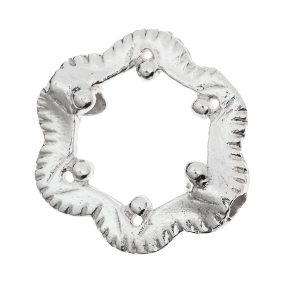2x Sterling Silver Frame Slide FLOWER Round RING Bead Spacer 12.4mm