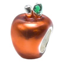 Sterling Silver CUTE Red APPLE Enamel Bead for European Charm Bracelets