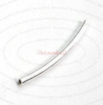 10x Sterling Silver Curve tube Bead Spacer 1.5mm x 20mm