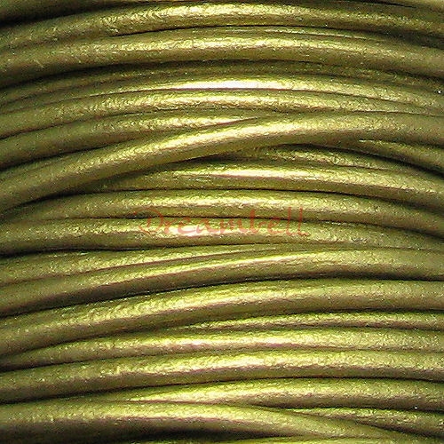 2 YARDS Natural Leather BEAD STRINGING CORD 1mm Metallic Olivine (Tota)