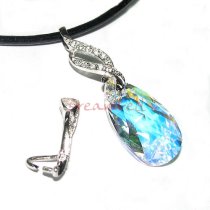 Rhodium Sterling Silver CZ RIBBON Bail Pendant Dangle Clasp