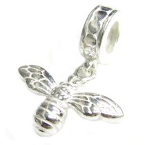 Sterling Silver Honey Bee Dangle Bead for European Charm Bracelets