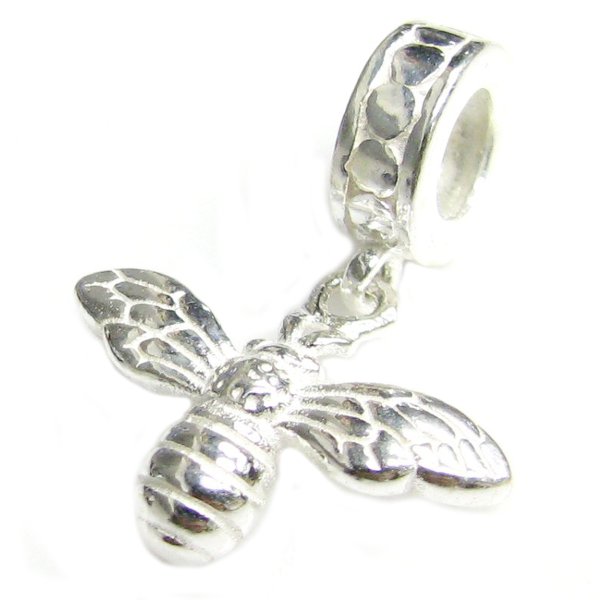 Sterling Silver Honey Bee Dangle Bead for European Charm Bracelets