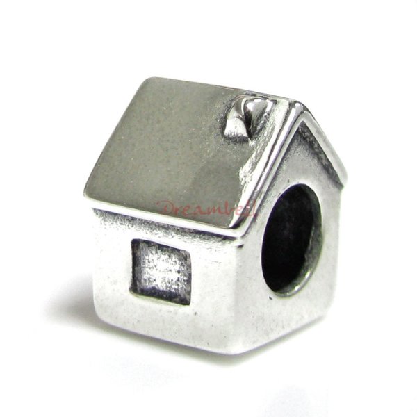 Sterling Silver House Bead for European Charm Bracelets