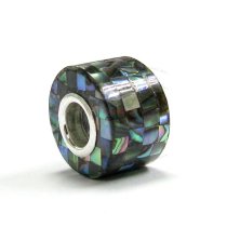 Sterling Silver Mosaic Abalone shell Bead for European Charm Bracelets