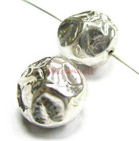 1x Bali Sterling Silver Rough Stone Abstract Spacer bead 14mm
