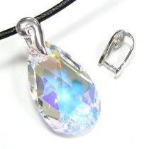 1x Sterling Silver Swirl Leaf Drop Bail Pinch Pendant Clasp