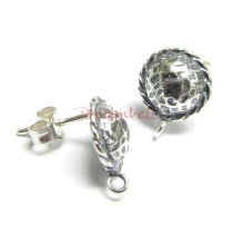 2x Sterling Silver ROUND HAMMERED Stud Earring Loop Post 9.5mm