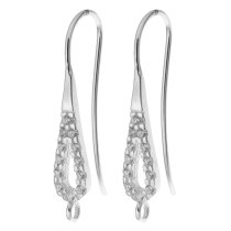 2x Sterling Silver EarWire Earring Hook Teardrop with CZ crystal dangle