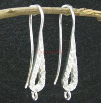 2x Sterling Silver EarWire Earring Hook Teardrop with CZ crystal dangle