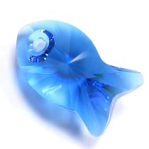 1x Swarovski Crystal Fish Pendant Capri Blue 6727