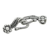 1x STERLING SILVER FLOWER LEAF ROSE HOOK EYE Toggle Bead Clasp 24mm
