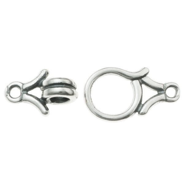 1x Sterling Silver Flower Hook Eye Bead Clasp 21mm x 8.5mm