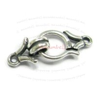 1x Sterling Silver Flower Hook Eye Bead Clasp 21mm x 8.5mm