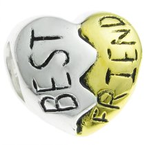 14K Gold 925 Sterling Silver HEART BEST FRIEND for European Charm Bracelets