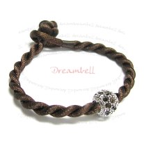 Chinese HAND KNOTTED SILK CORD BRACELET Dark Brown for European Charm Bead