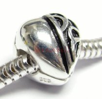 Sterling Silver FLOWER HEART CLIP Bead for European Charm Bracelets