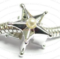 Sterling Silver TWINKLE STAR w/ Pearl Bead for European Charm Bracelets
