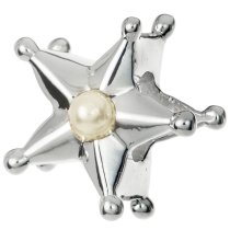 Sterling Silver TWINKLE STAR w/ Pearl Bead for European Charm Bracelets