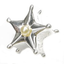 Sterling Silver TWINKLE STAR w/ Pearl Bead for European Charm Bracelets