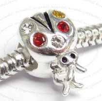 Sterling Silver LADY BUG CZ Crystal Bead for European Charm Bracelets