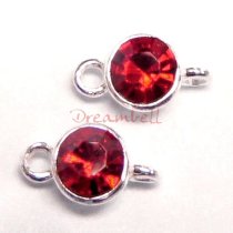 2x STERL SILVER CZ Crystal LINK CONNECTOR BEAD 12mmx6.3mm